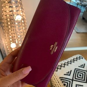 COACH purple large leather wallet